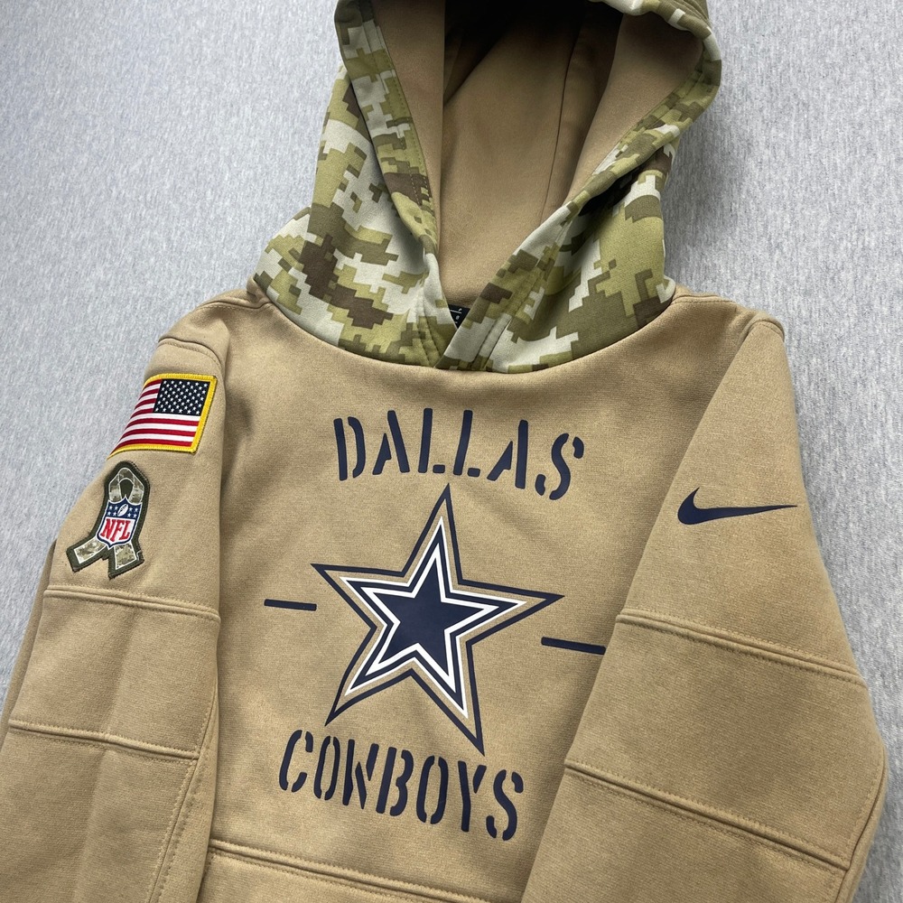 Dallas Cowboys Nike Hoodie Kids S Tan Camo NFL Football Salute to Service EUC